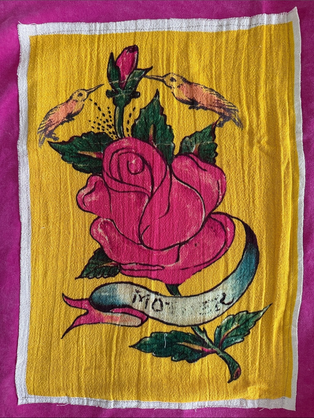 I Love Linen Hot Pink Floral Graphic Poncho - Picture 4 of 6